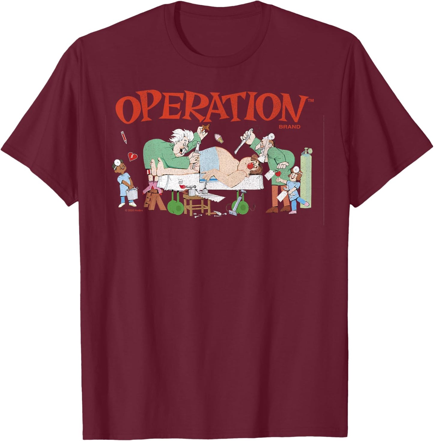 Operation Surgeon Scene Retro Board Game Logo T-Shirt - T-Shirt | Maroon