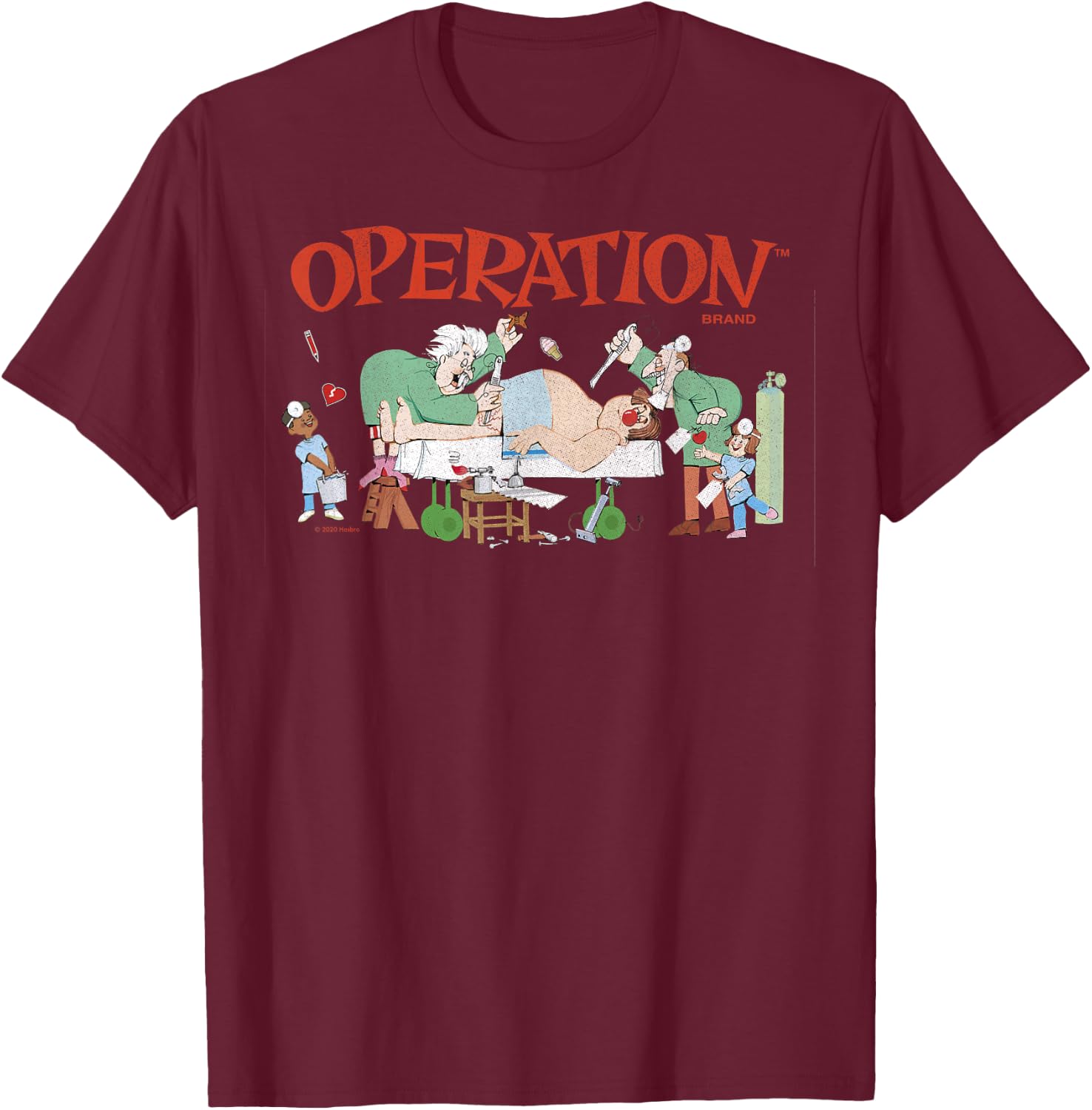 Operation Surgeon Scene Retro Board Game Logo T-Shirt - T-Shirt | Maroon