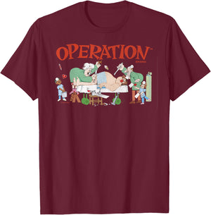 Operation Surgeon Scene Retro Board Game Logo T-Shirt - T-Shirt | Maroon