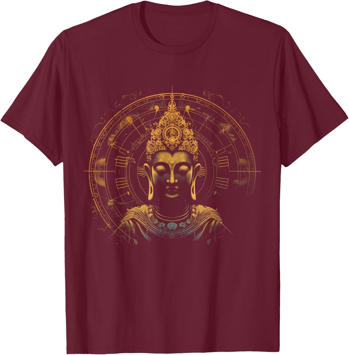 Buddha Mandala Buddhism Spiritual Yoga Yogi Zen Buddhist T-Shirt - T-Shirt | Maroon
