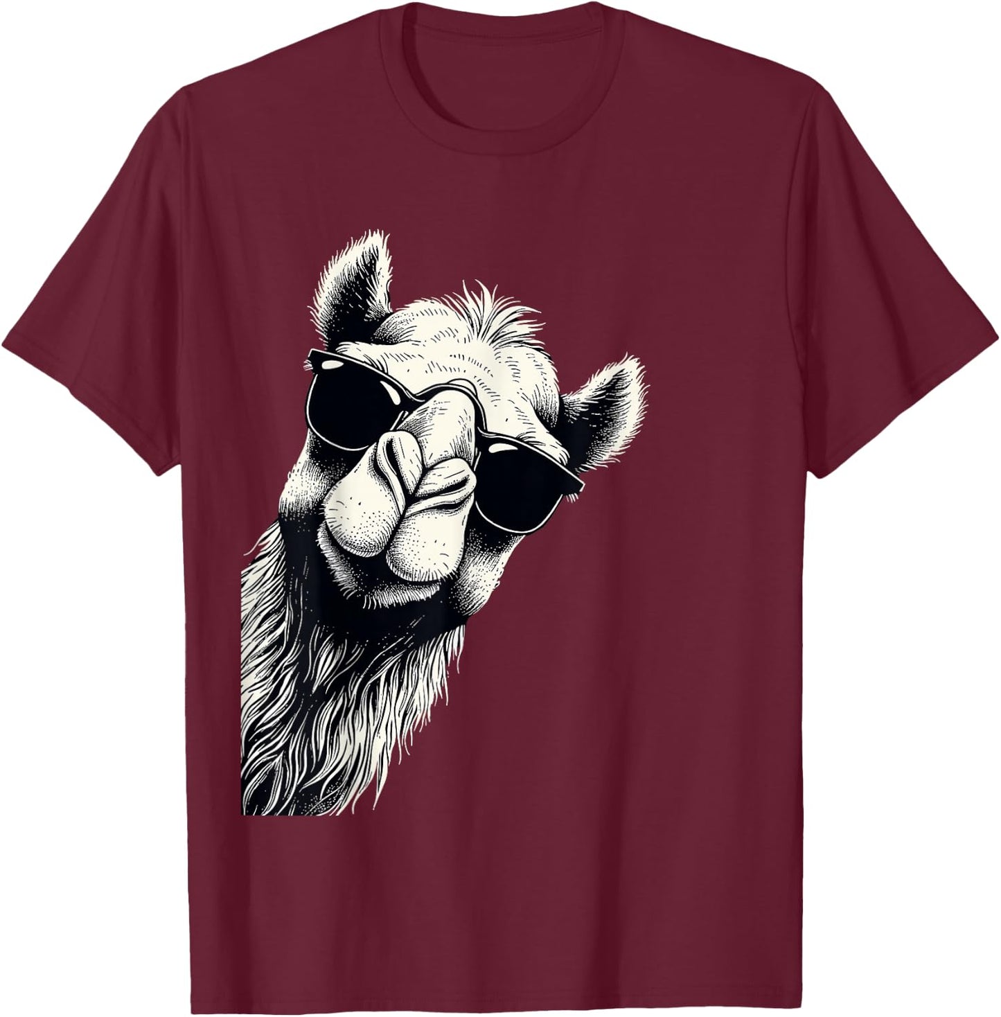 Funny Camel Wearing Sunglasses for Camel Lovers T-Shirt - T-Shirt | Maroon