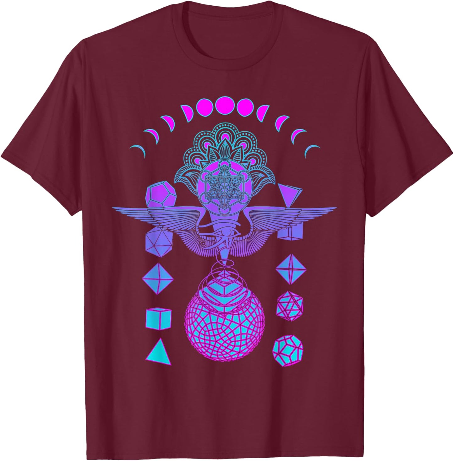 Wisdom Holy Geometry Purple Graphic Psychedelic Festival T-Shirt - T-Shirt | Maroon