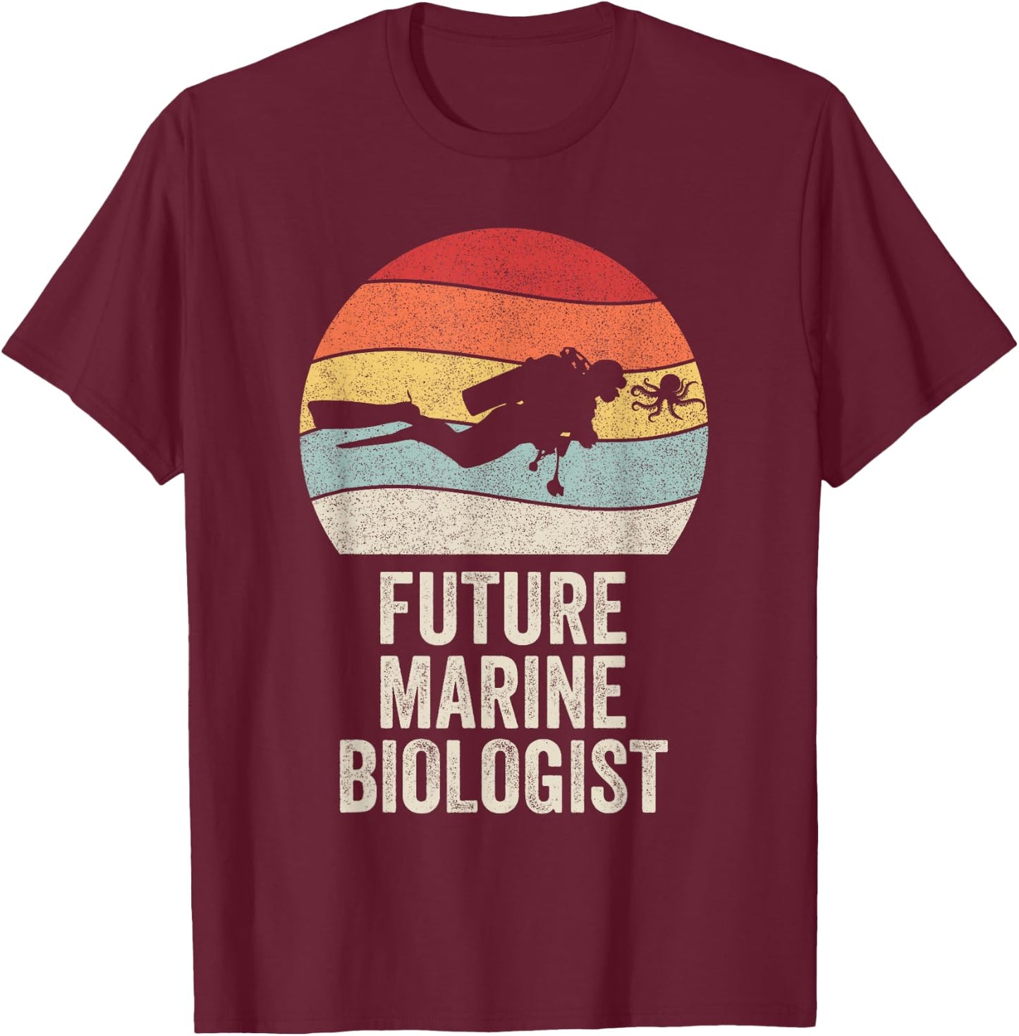 Retro Future Marine Biologist Shirt Gift Marine Biology T-Shirt - T-Shirt | Maroon