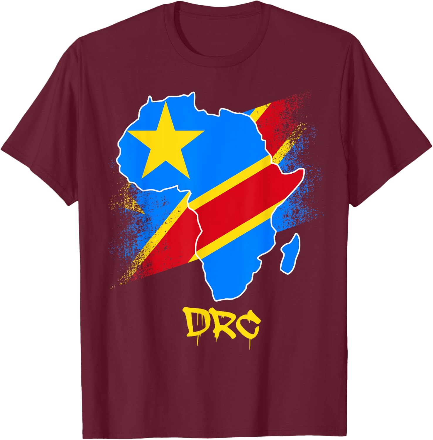 DR Congo flag in Africa Map Love RDC DRC Republic Of Congo T-Shirt - T-Shirt | Maroon