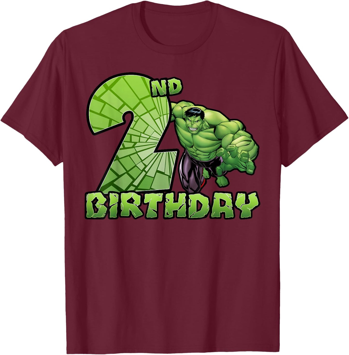 Marvel Avengers Hulk Smash 2nd Birthday T-Shirt - T-Shirt | Maroon