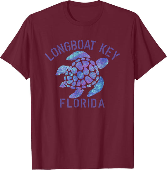 Longboat Key, FL Beach Design / Tribal Turtle Gift T-Shirt - T-Shirt | Maroon