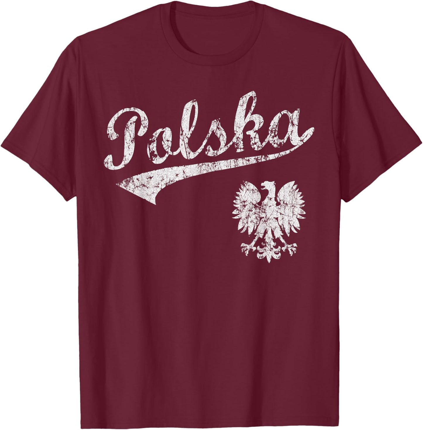 Vintage Fade Polska Polish American Poland Men Women Kids T-Shirt - T-Shirt | Maroon