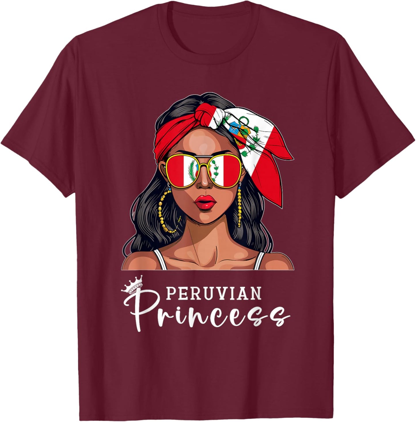 Peruvian Souvenirs Products Woman Flag Princess Peru T-Shirt - T-Shirt | Maroon