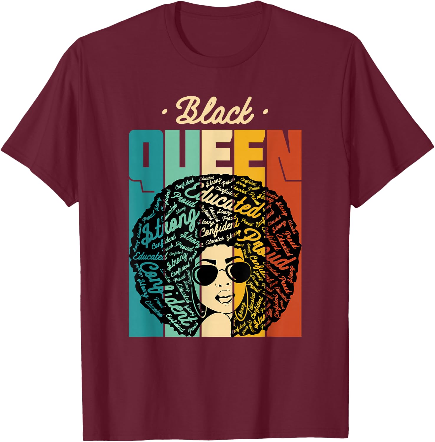 Black Queen - Black History Month & Pride Gift T-Shirt - T-Shirt | Maroon