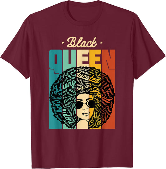Black Queen - Black History Month & Pride Gift T-Shirt - T-Shirt | Maroon