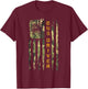 Vintage US Camo Flag School Bus Driver Silhouette Distressed T-Shirt - T-Shirt | Maroon