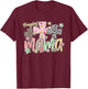 Praying Mama Retro Groovy Leopard Flowers Jesus Mama Women T-Shirt - T-Shirt | Maroon