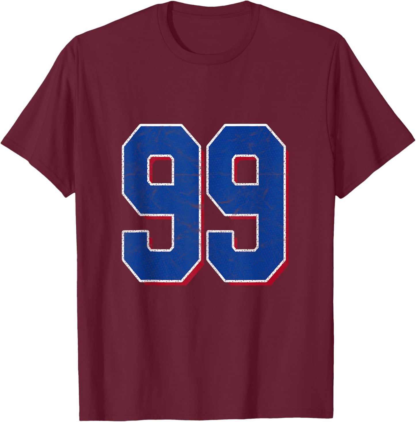 Number 99 Numbered Uniform Sports Team Jersey 99th Birthday T-Shirt - T-Shirt | Maroon