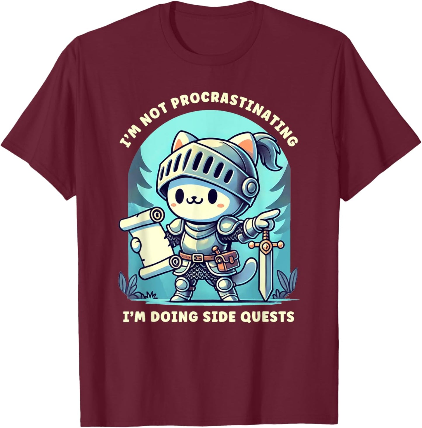 I'm Not Procrastinating I'm Doing Side Quests Gamer T-Shirt - T-Shirt | Maroon