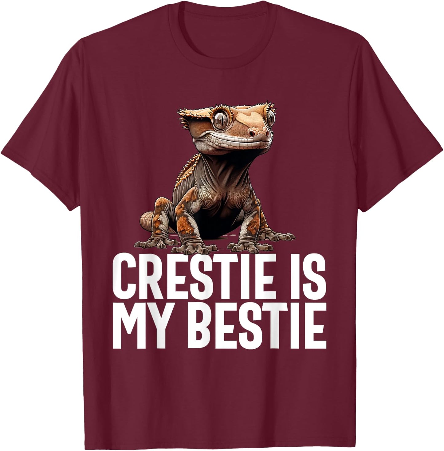 Crested Gecko Men Women Lizard Eyelash Gecko Herpetologist T-Shirt - T-Shirt | Maroon