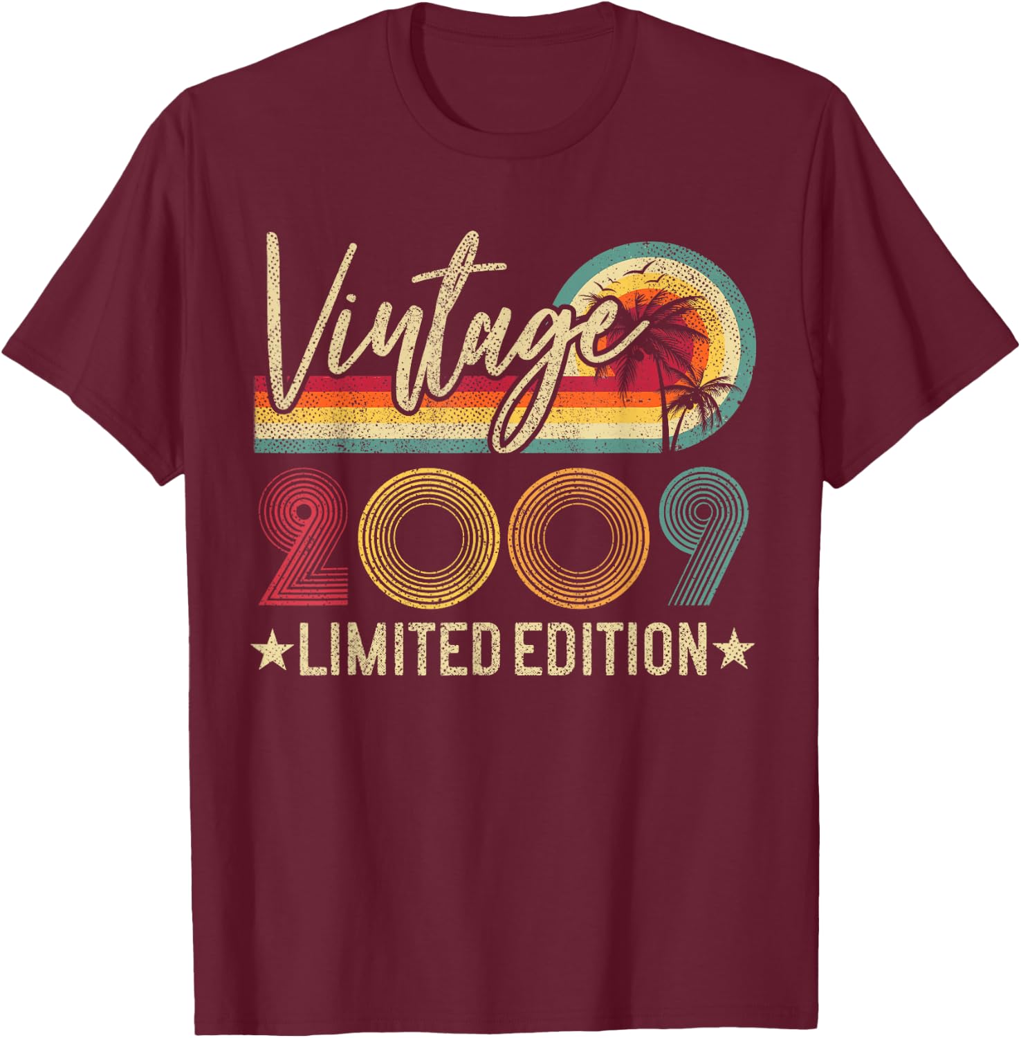 Vintage 2009 16th Birthday Gift 16 Years Old Limited Edition T-Shirt - T-Shirt | Maroon