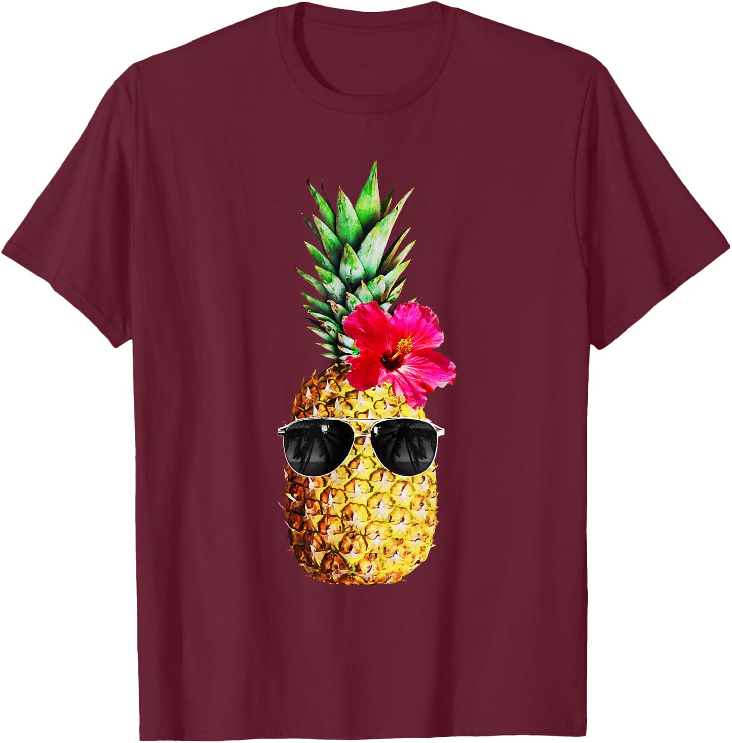 Summer Pineapple Graphic Teen Hawaiian Cute Funny T-Shirt - T-Shirt | Maroon
