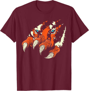 Wildlife Animal Predator Wild Cat Claws Tiger Eyes Tiger T-Shirt - T-Shirt | Maroon