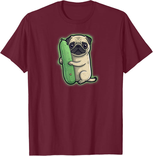 Pickle Pug T-Shirt - T-Shirt | Maroon