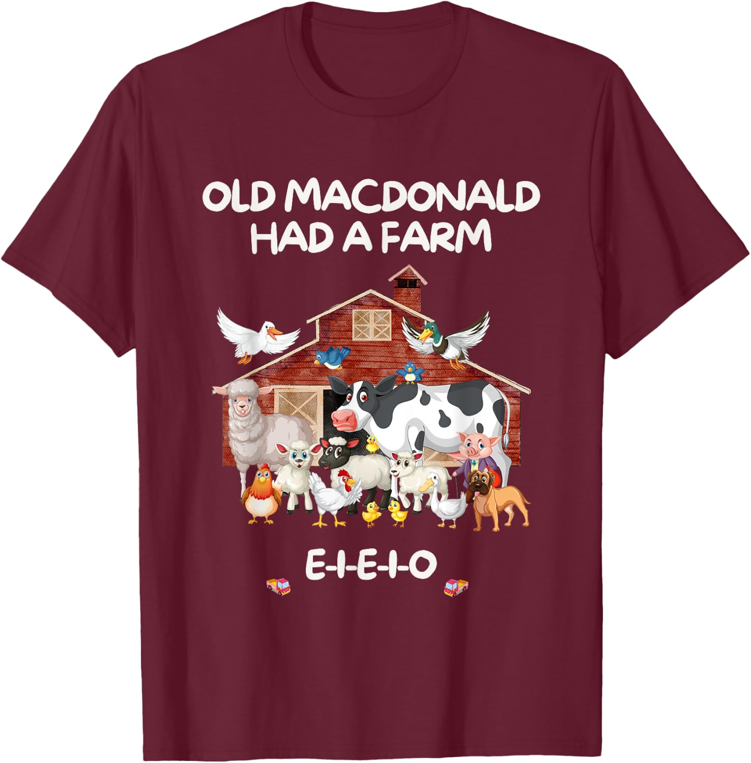 Old MacDonald Had a Farm E-I-E-I-O Boy Toddler Kids Birthday T-Shirt - T-Shirt | Maroon