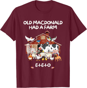 Old MacDonald Had a Farm E-I-E-I-O Boy Toddler Kids Birthday T-Shirt - T-Shirt | Maroon