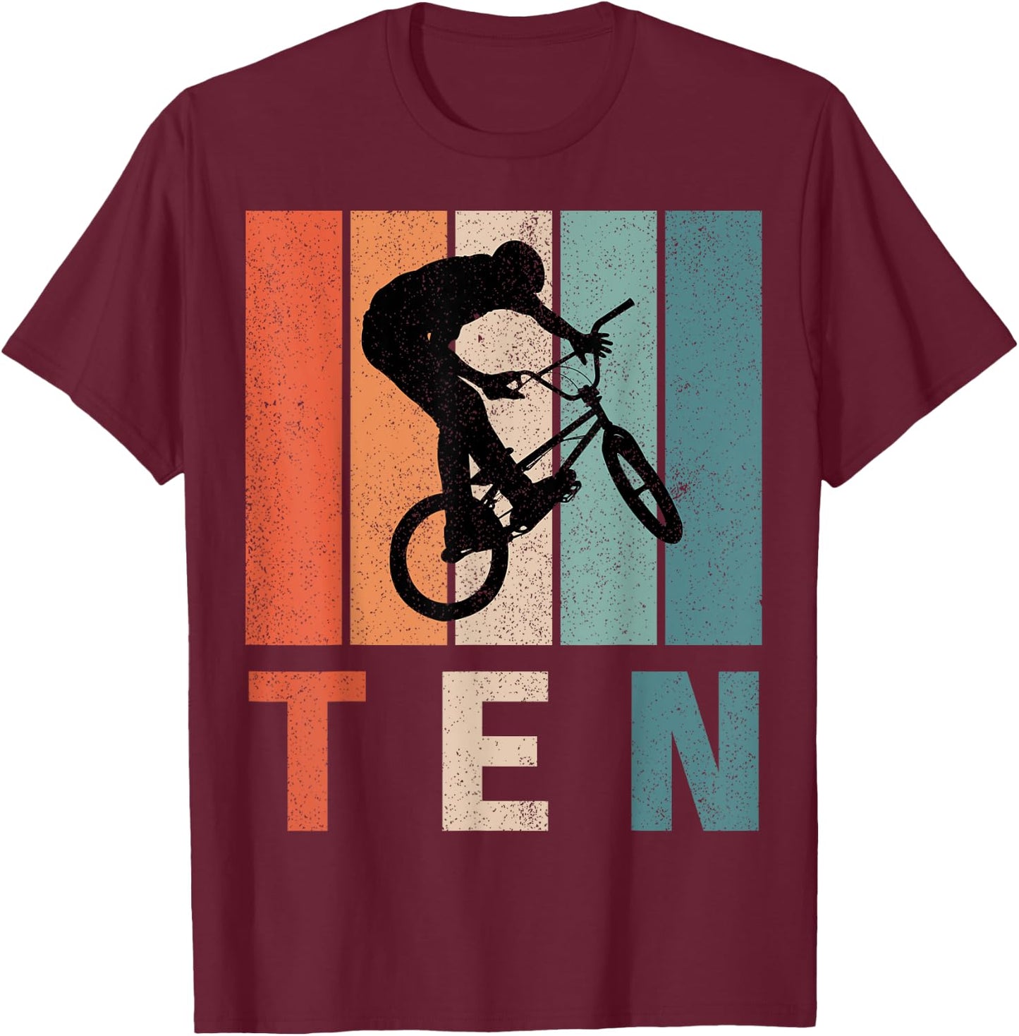 10th Birthday Retro BMX Bicycle Bike Boys Kids 10 Years Old T-Shirt - T-Shirt | Maroon
