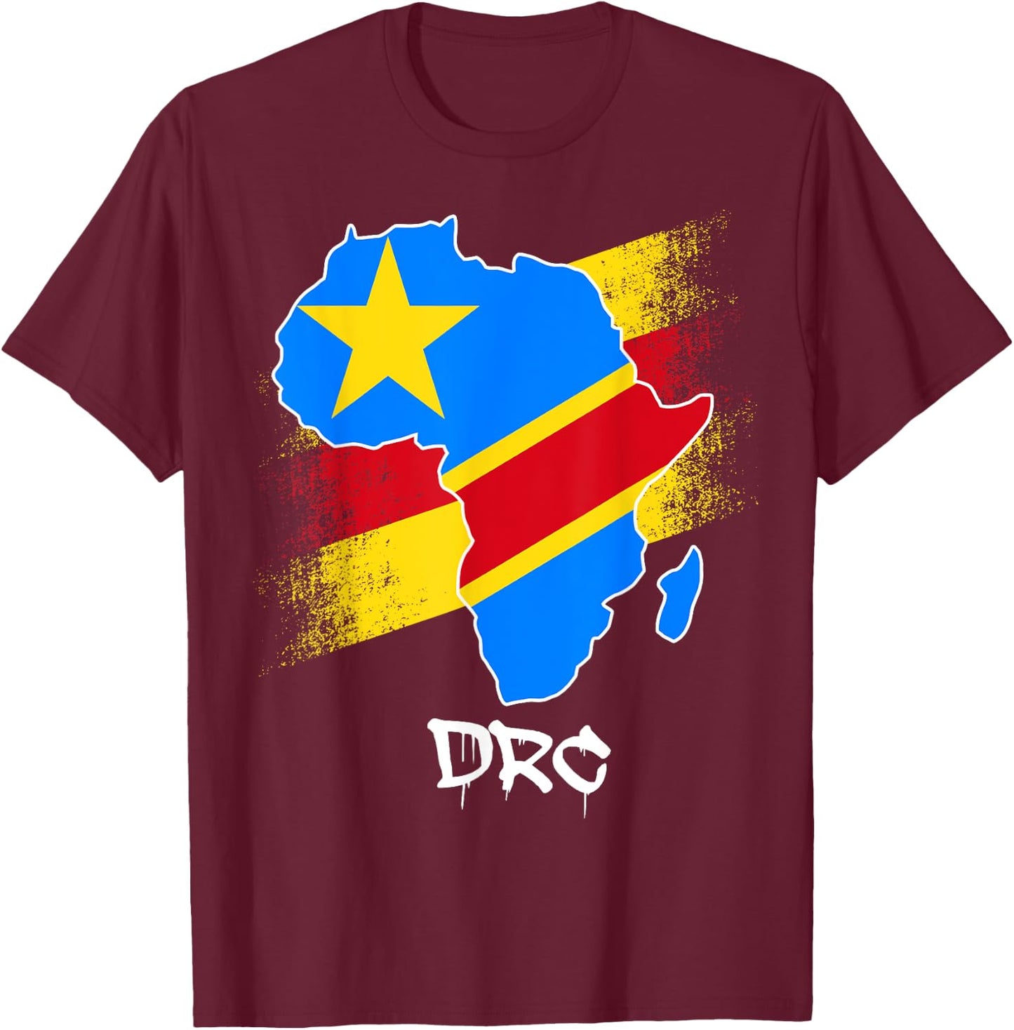 DR Congo flag in Africa Map Love RDC DRC Republic Of Congo T-Shirt - T-Shirt | Maroon