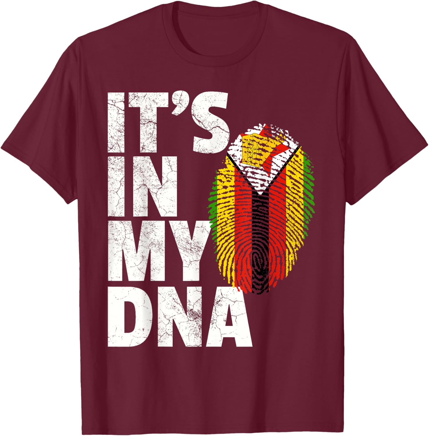 IT'S IN MY DNA Zimbabwe Flag Pride National Country Roots T-Shirt - T-Shirt | Maroon