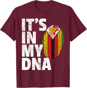 IT'S IN MY DNA Zimbabwe Flag Pride National Country Roots T-Shirt - T-Shirt | Maroon