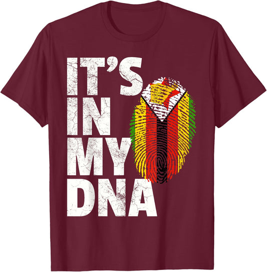IT'S IN MY DNA Zimbabwe Flag Pride National Country Roots T-Shirt - T-Shirt | Maroon