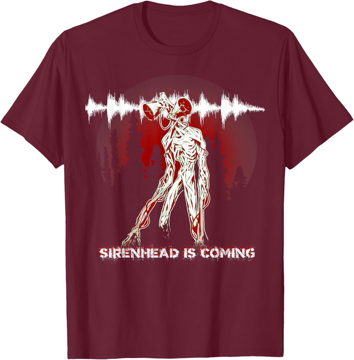 Creepy Creature Siren Head Creepypasta Horror Halloween Meme T-Shirt - T-Shirt | Maroon