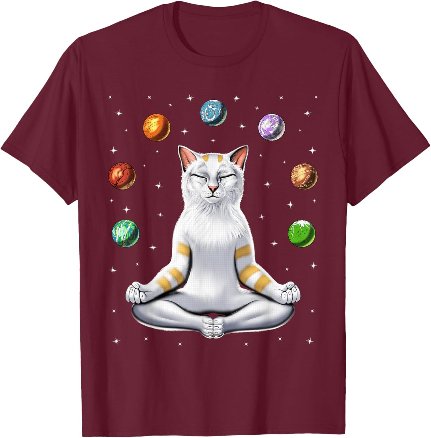 Cat Yoga Meditation Spiritual Zen Funny Cat Spirituality T-Shirt - T-Shirt | Maroon