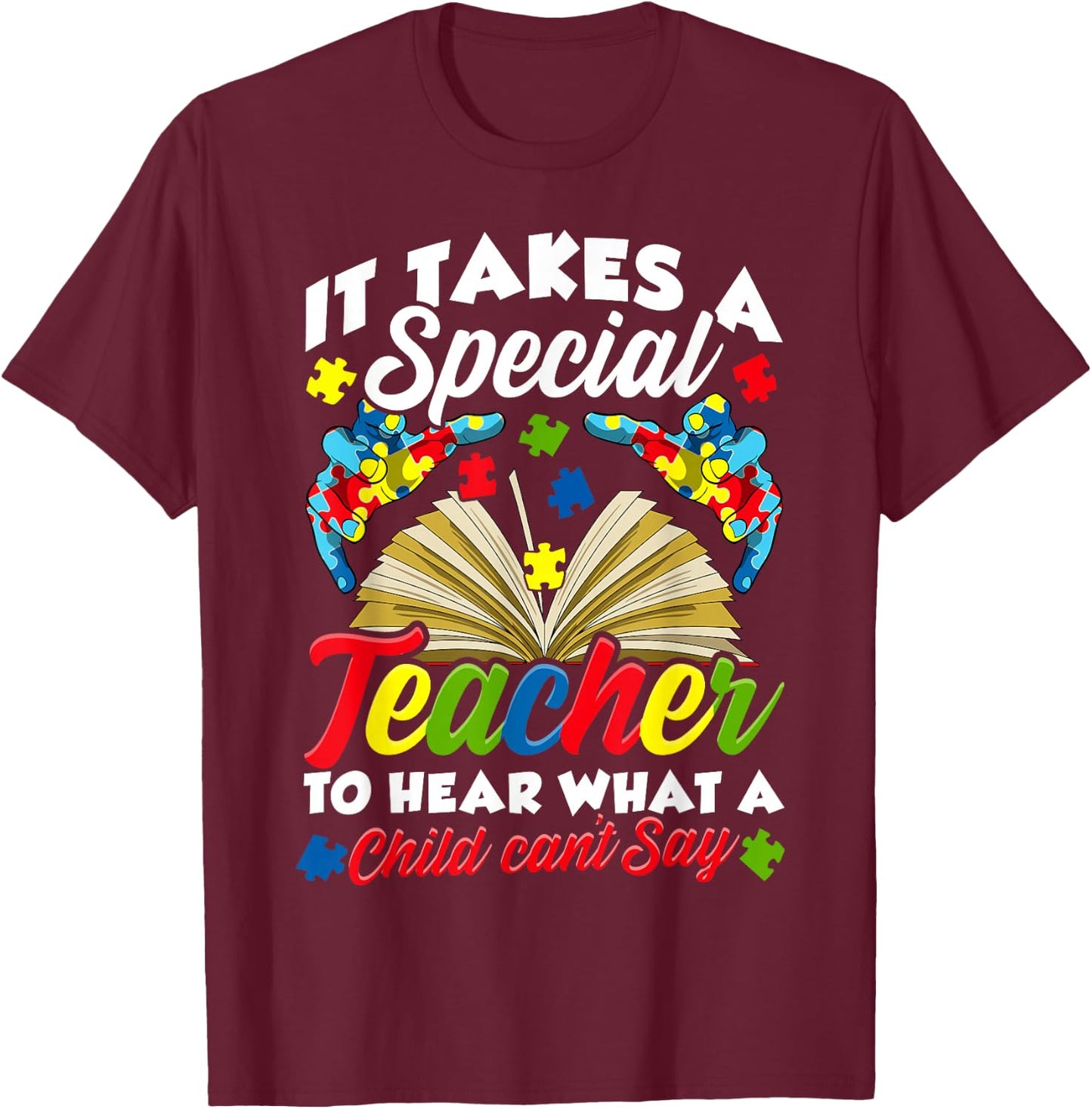 Autism Awareness Teacher Shirts It Takes A Special Teacher T-Shirt - T-Shirt | Maroon
