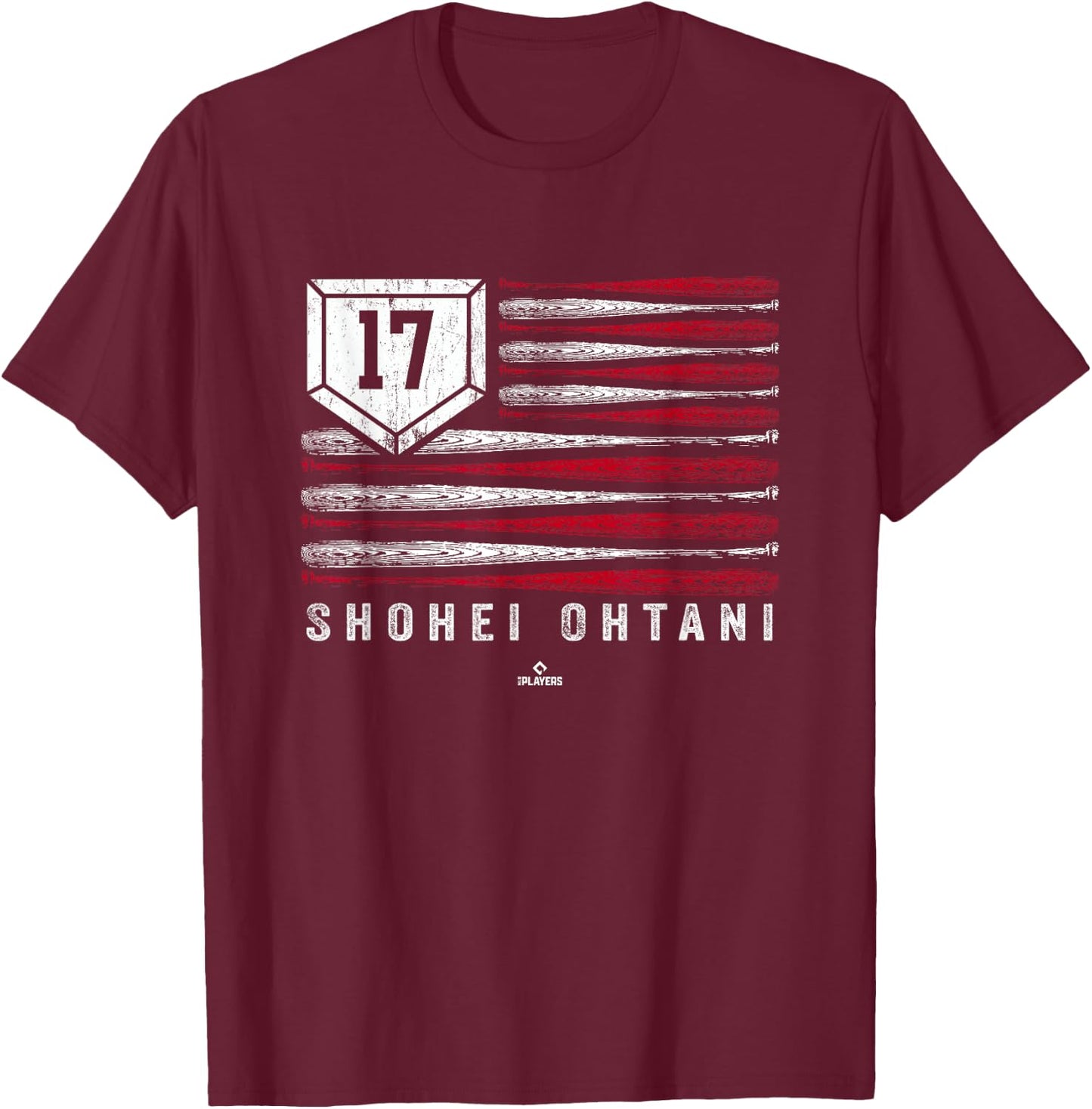 Vintage US Flag Baseball Stripes Shohei Ohtani Los Angeles T-Shirt - T-Shirt | Maroon