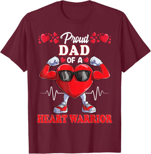 Proud Dad of a Heart Warrior CHD Awareness T-Shirt - T-Shirt | Maroon