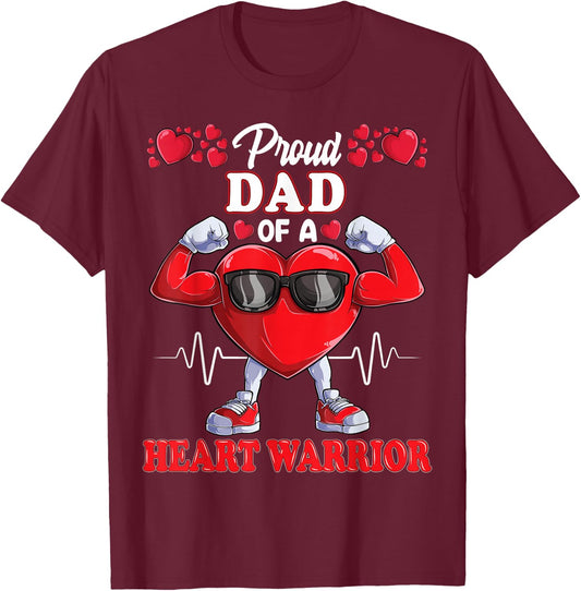 Proud Dad of a Heart Warrior CHD Awareness T-Shirt - T-Shirt | Maroon