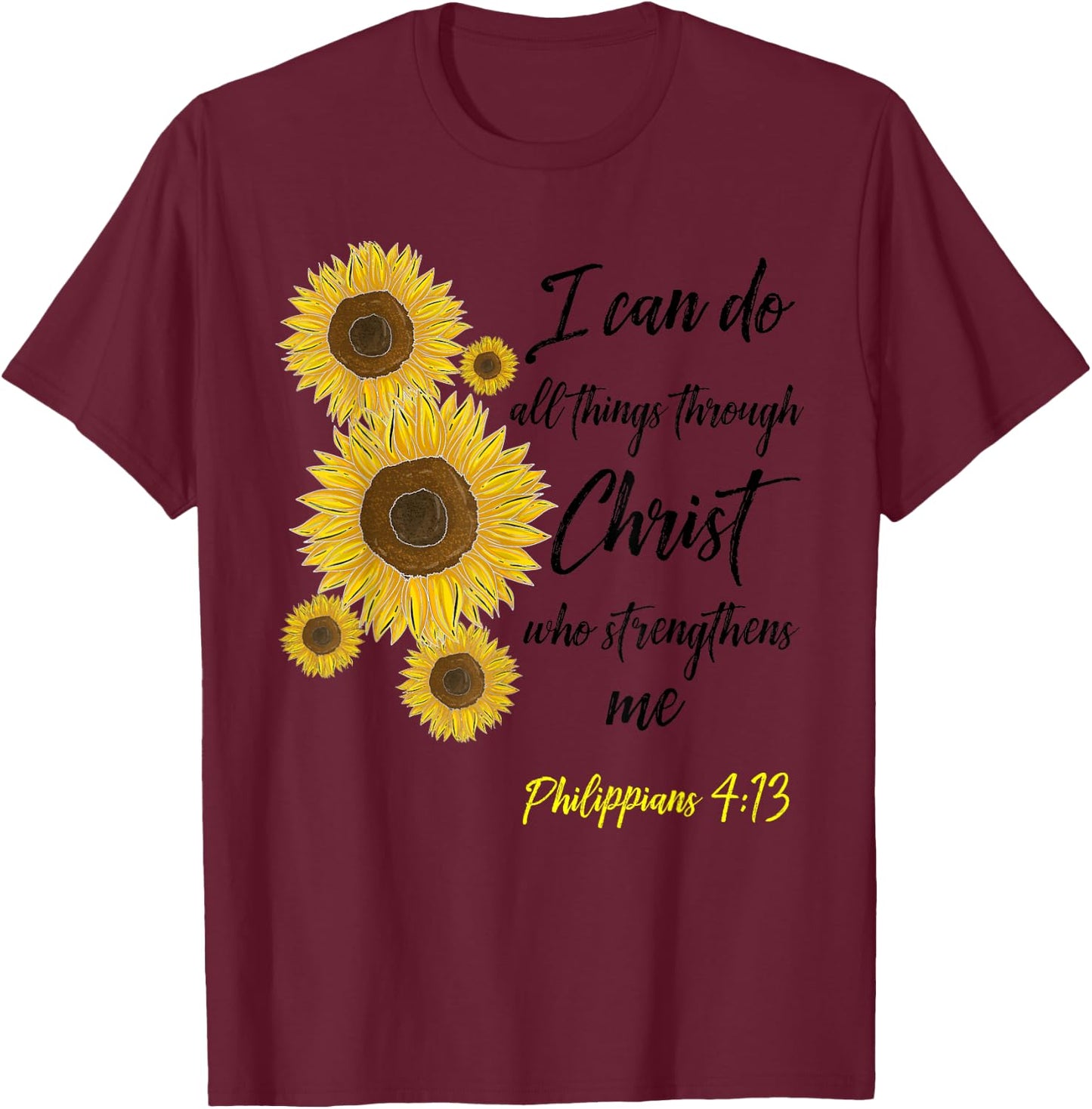 Cute Christian Sunflower Gift | Best Religious Women Moms T-Shirt - T-Shirt | Maroon