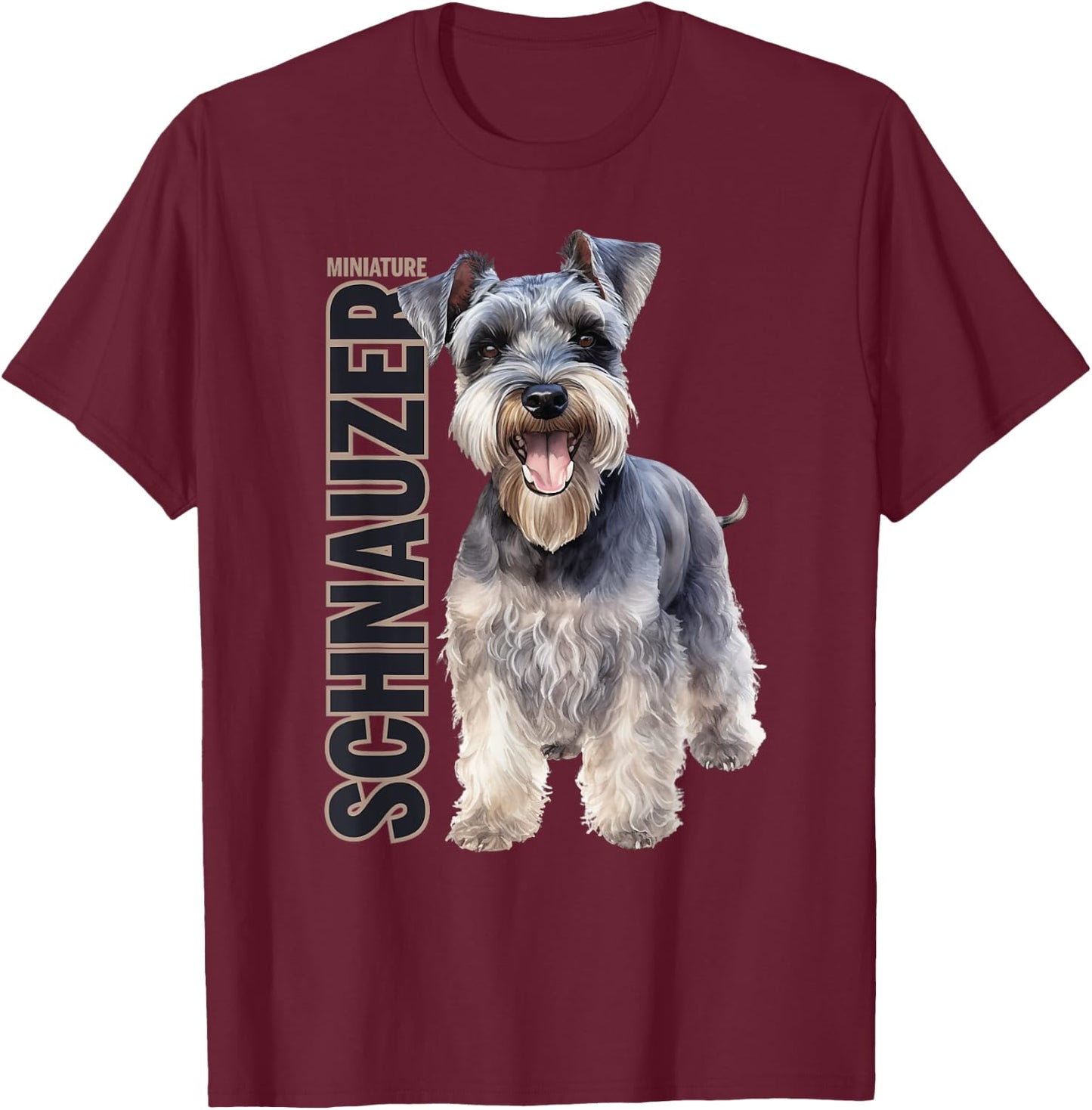 Miniature Schnauzer Watercolor T-Shirt - T-Shirt | Maroon