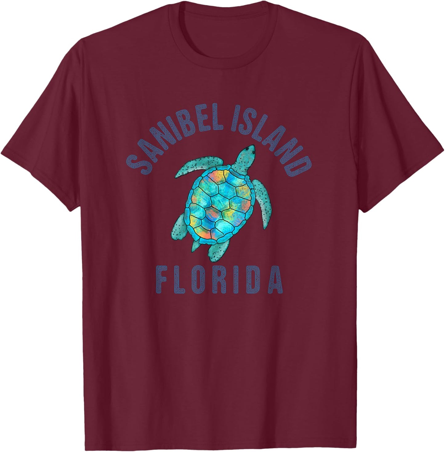 Sanibel Island Beach Design / Sea Turtle Illustration Gift T-Shirt - T-Shirt | Maroon