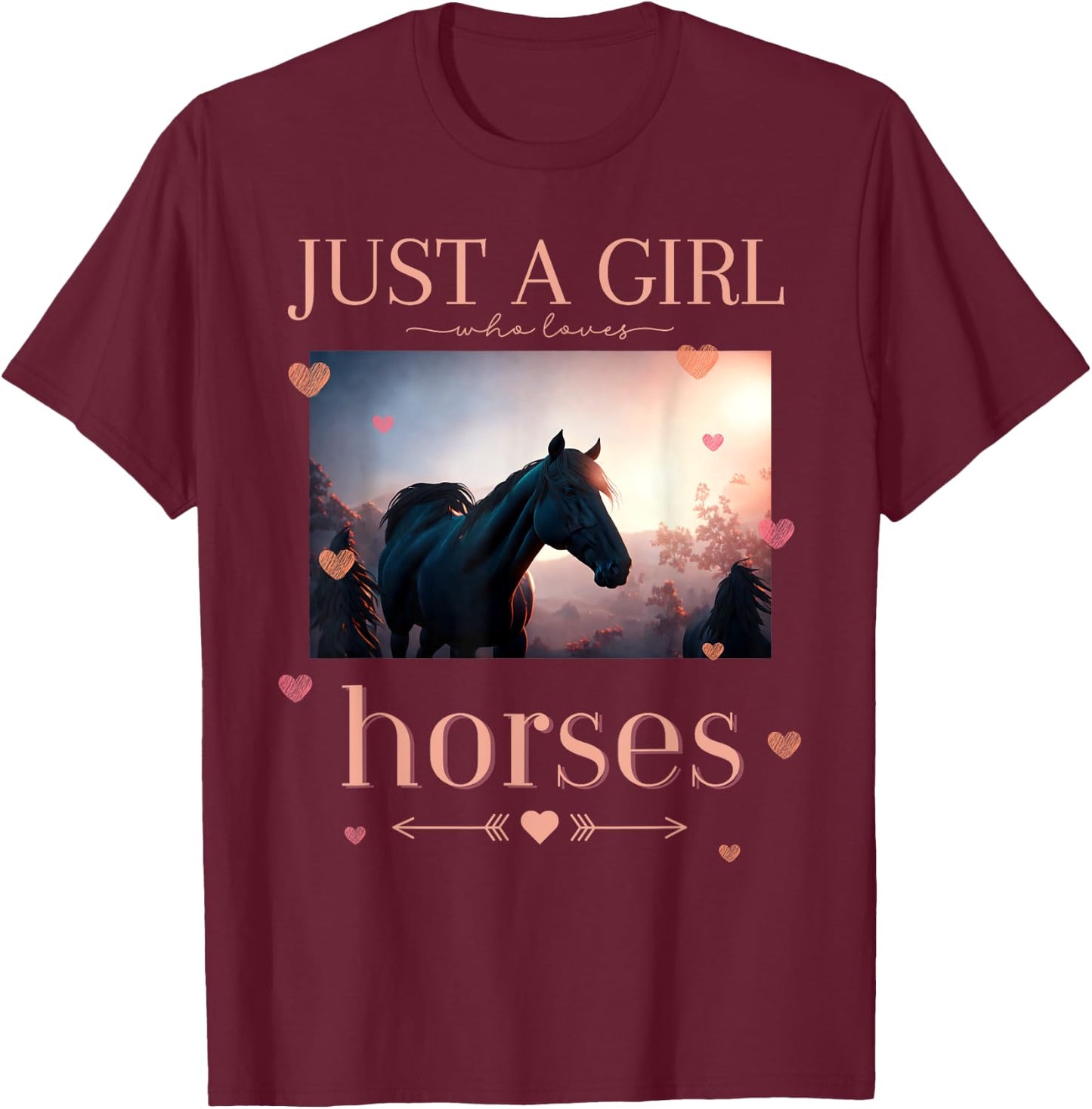 Just a girl who loves horses Riding Horses T-Shirt - T-Shirt | Maroon