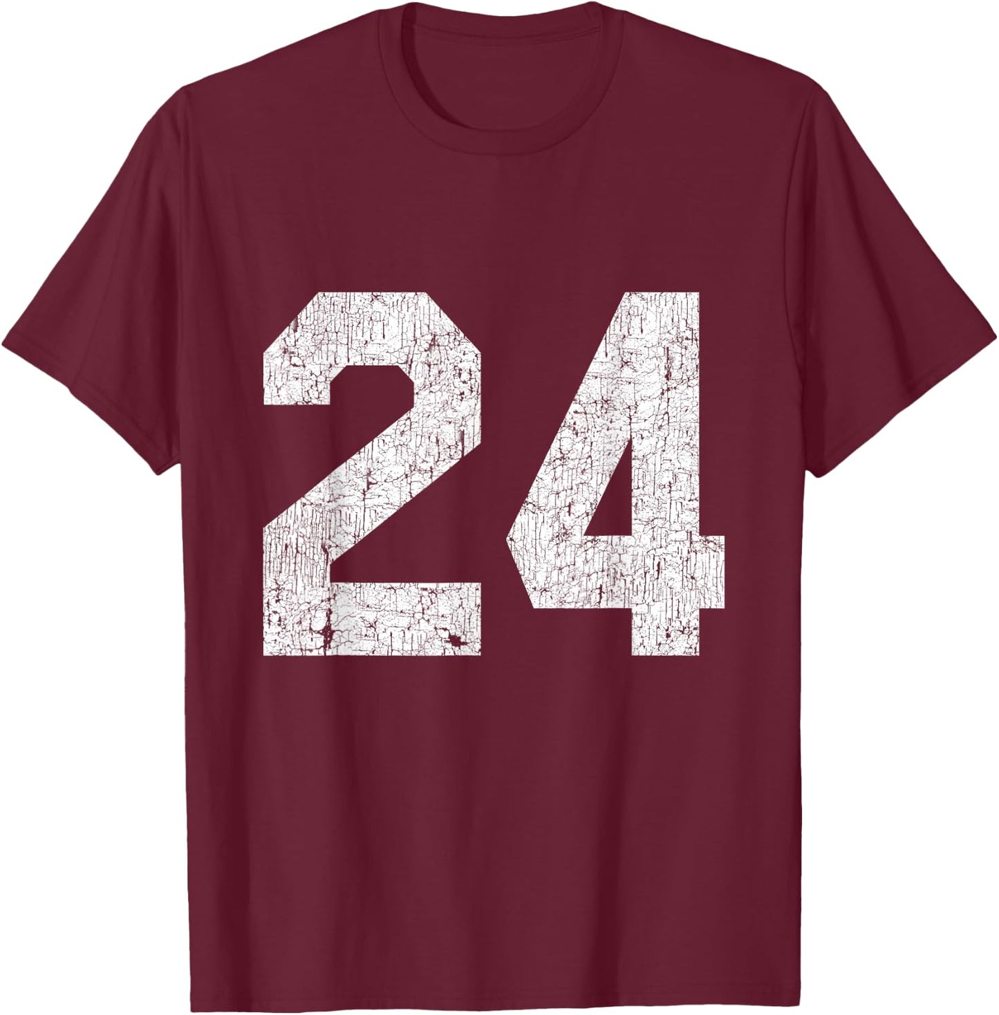 #24 Jersey Uniform Varsity Sports Number, 24th Birthday T-Shirt - T-Shirt | Maroon