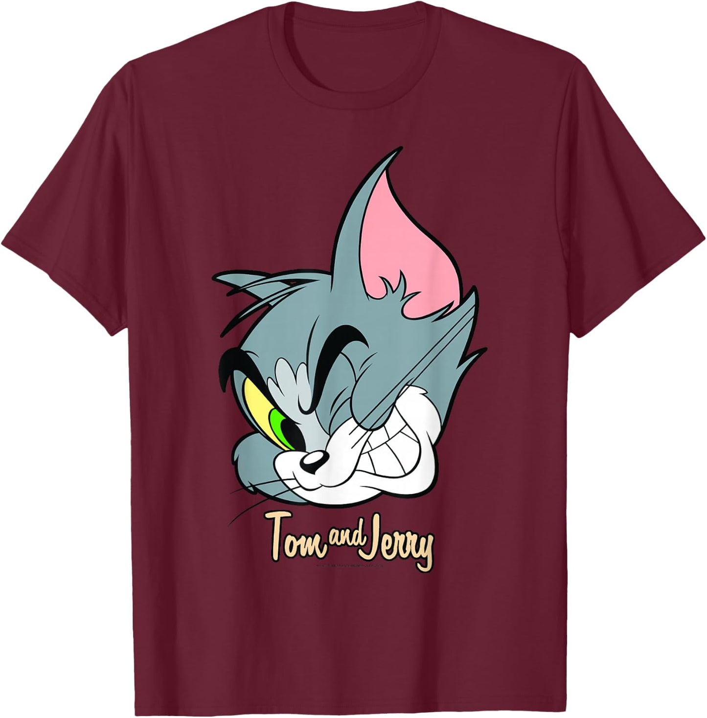 Tom and Jerry Tom Cat Big Face T-Shirt - T-Shirt | Maroon