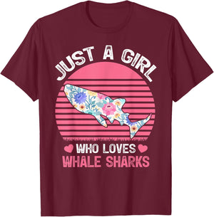 Vintage Whale Shark Lover Just A Girl Who Loves Whale Sharks T-Shirt - T-Shirt | Maroon