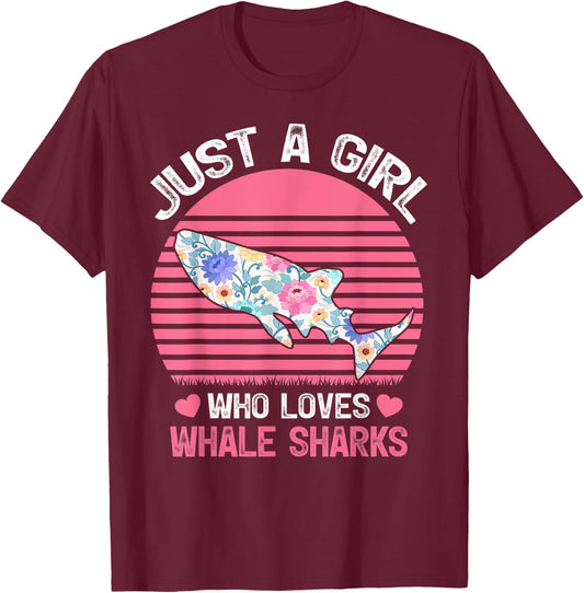 Vintage Whale Shark Lover Just A Girl Who Loves Whale Sharks T-Shirt - T-Shirt | Maroon