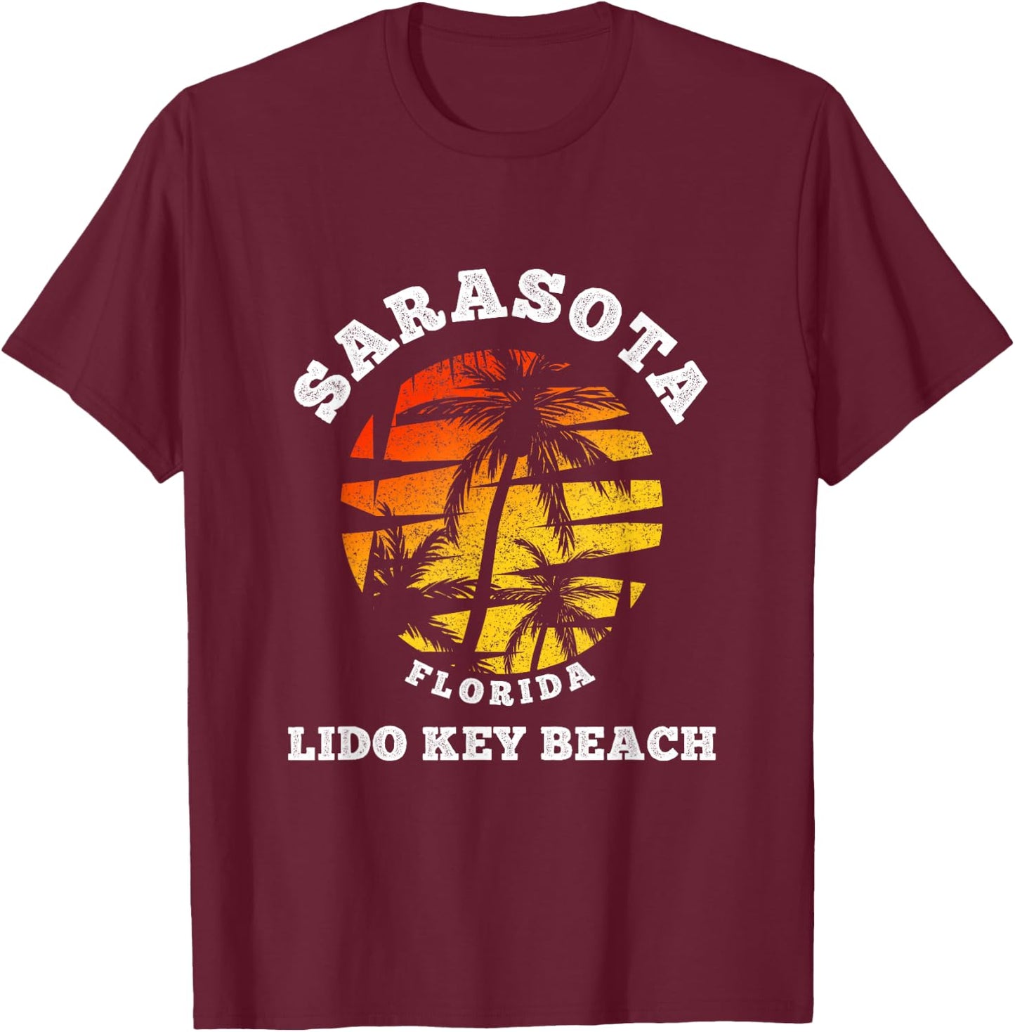 Lido Key Beach Florida Sarasota Retro Beach Summer Holiday T-Shirt - T-Shirt | Maroon