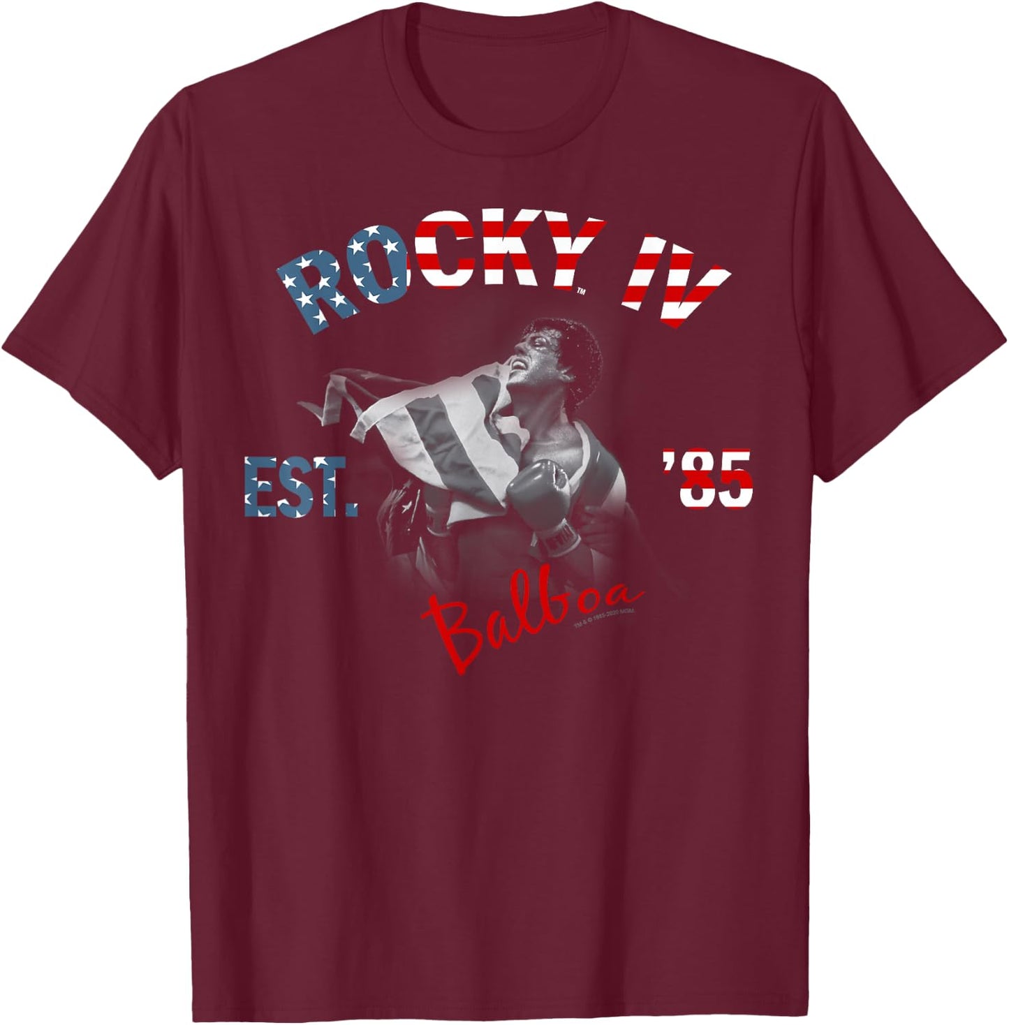 Rocky IV Est. '85 American Flag Fill T-Shirt - T-Shirt | Maroon