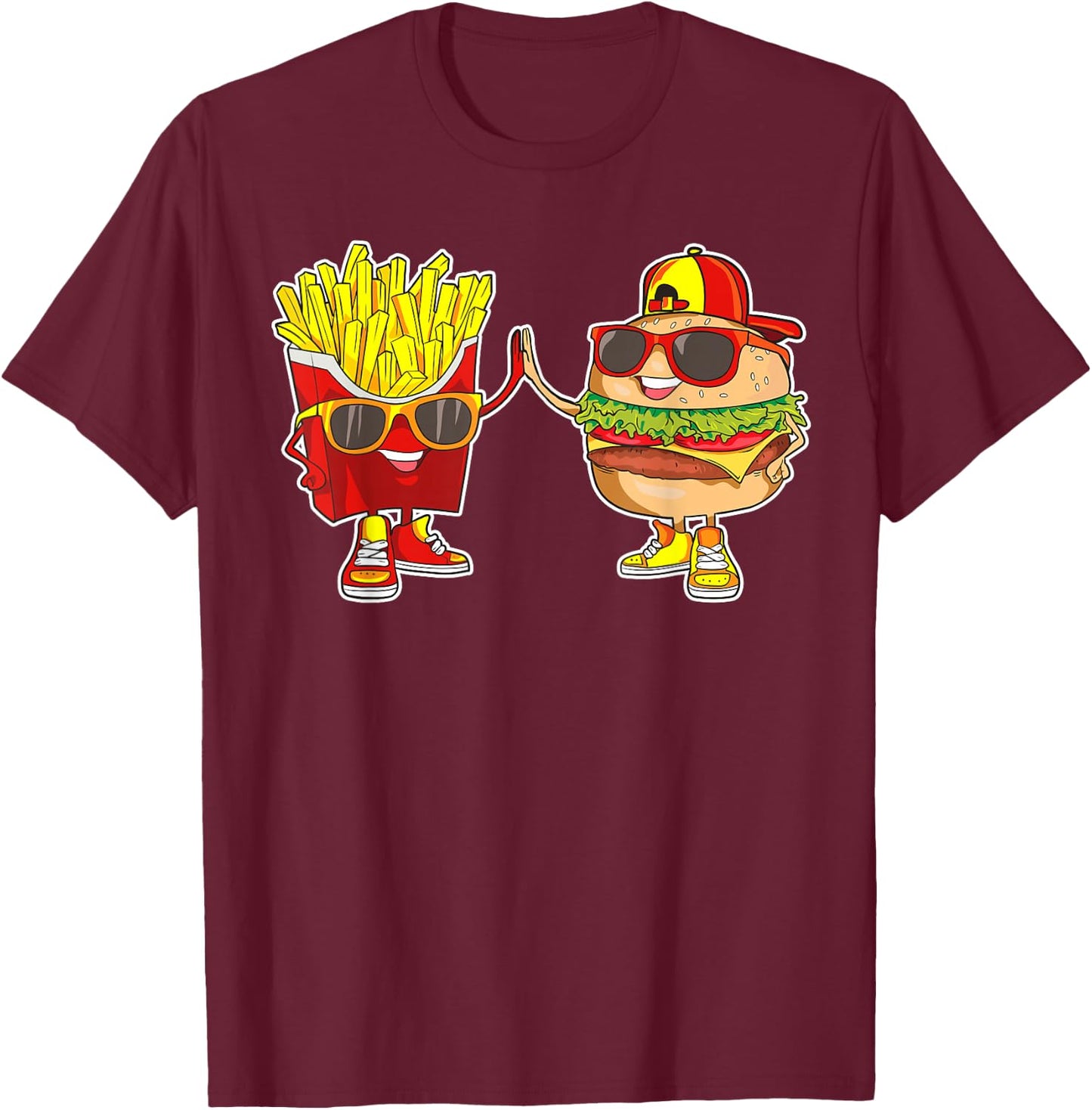 Burger and Fries Trendy Weird BFF Fast Food Who Love Summer T-Shirt - T-Shirt | Maroon