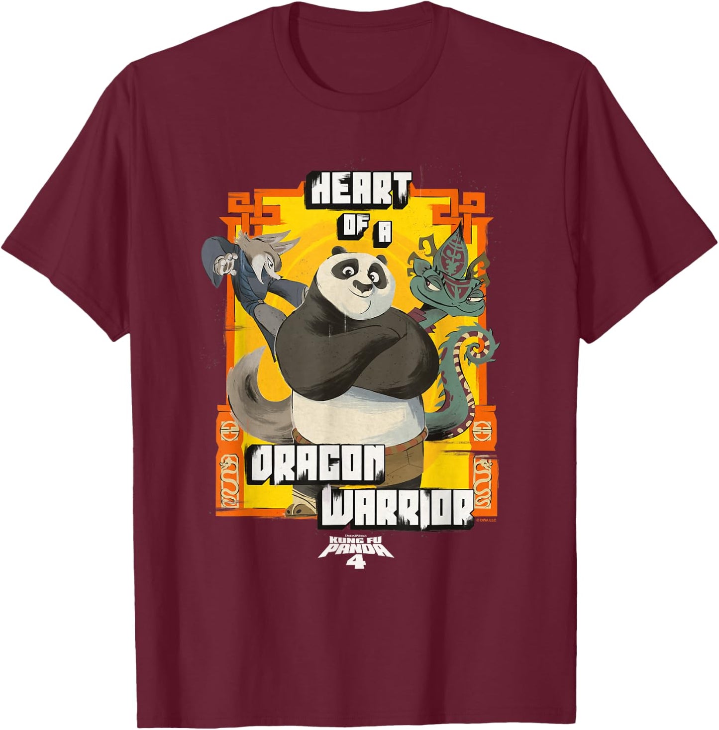 Kung Fu Panda 4 Heart Of A Dragon Warrior Vintage Portrait T-Shirt - T-Shirt | Maroon