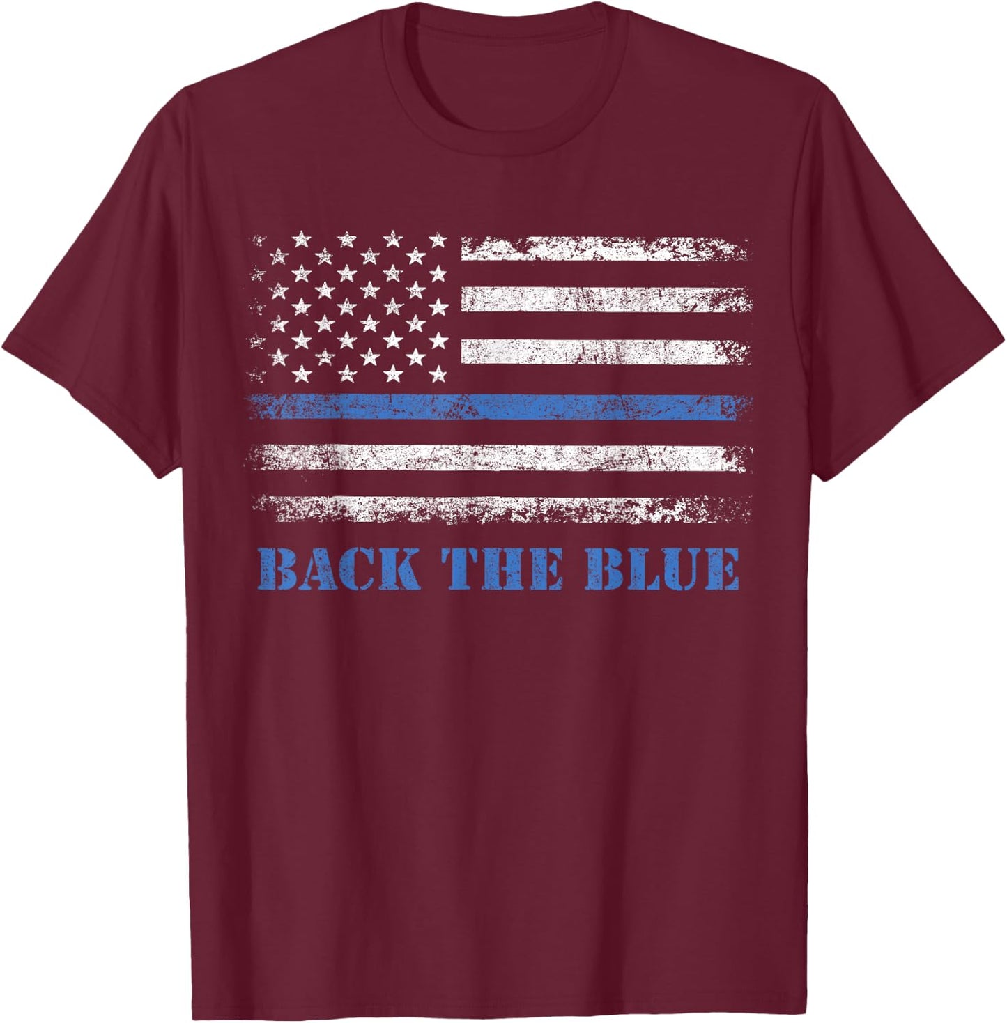 Back The Blue Thin Blue Line American Flag - Police Support T-Shirt - T-Shirt | Maroon