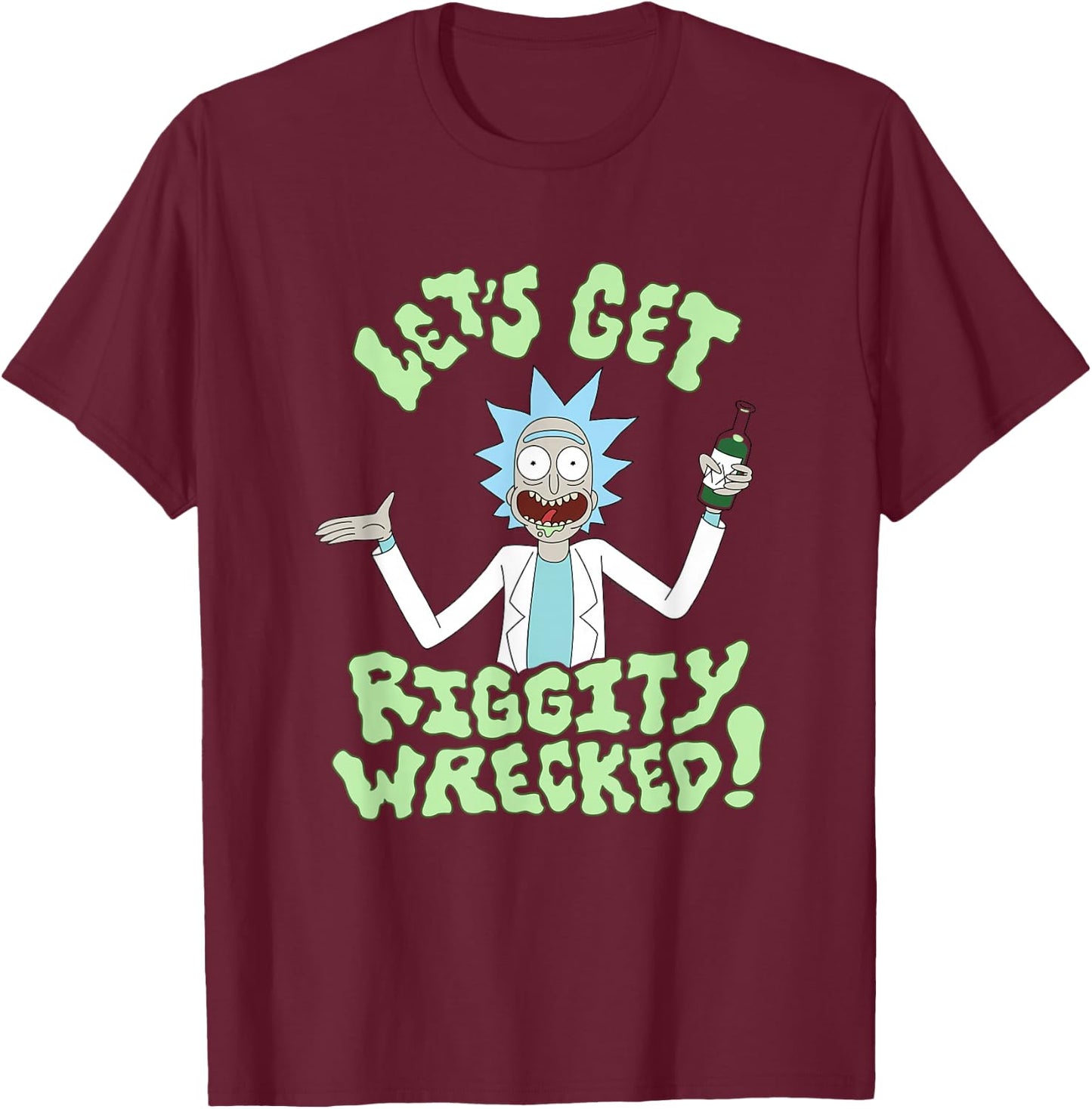 Rick and Morty Lets Get Riggity Wrecked T-Shirt - T-Shirt | Maroon